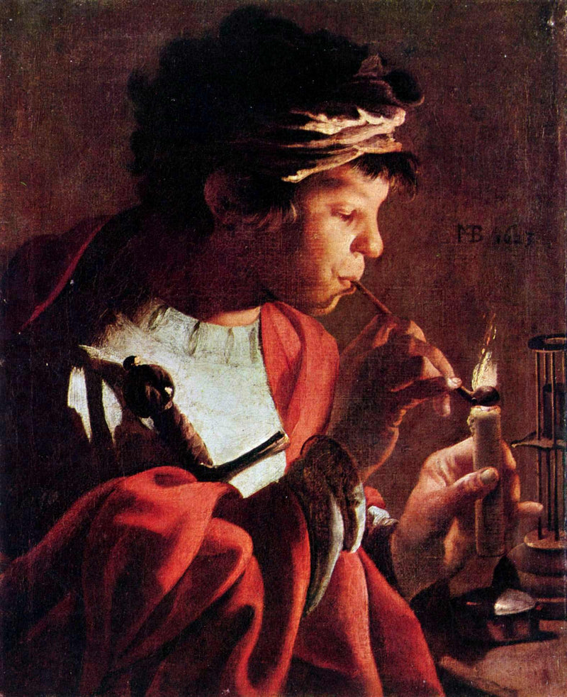 Boy Lighting a Pipe by Hendrick Terbrugghen — Oil Painting Reproduction