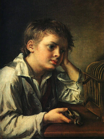 Boy with a Dead Goldfinch in home office