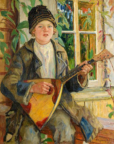 Boy with Balalaika in study