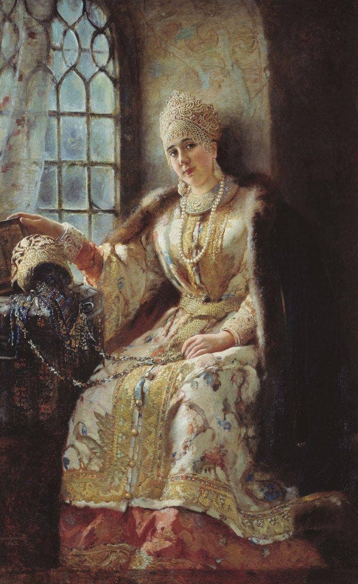 Boyar's Wife at the Window by Konstantin Makovsky — Oil Painting Reproduction