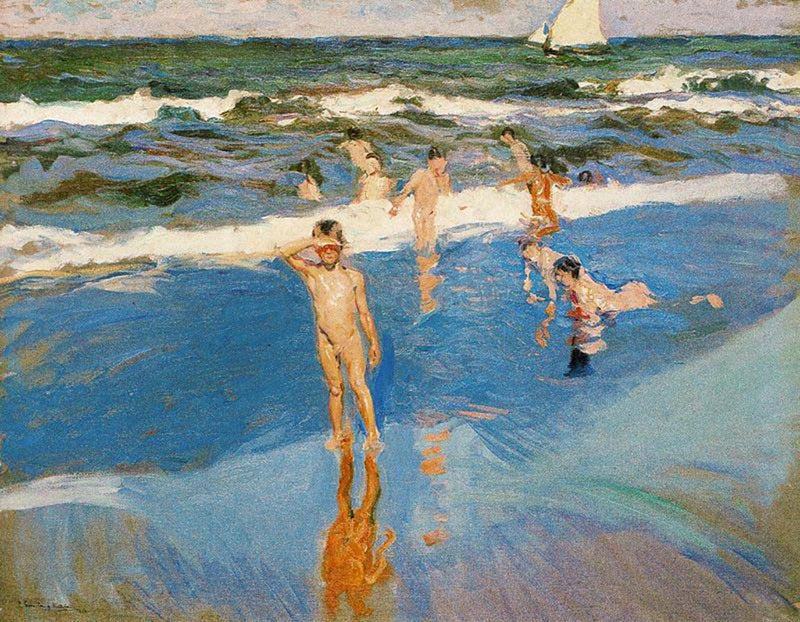 Boys in the sea by Joaquín Sorolla — Oil Painting Reproduction