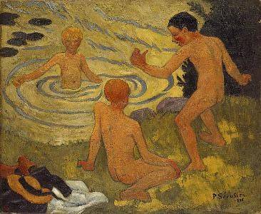 Boys on a River Bank in hallway