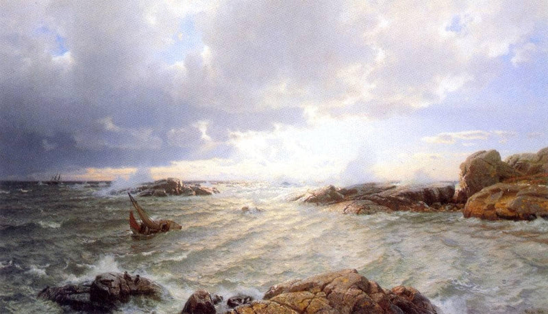 Brenning Ved Hanko by Hans Gude — Oil Painting Reproduction