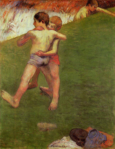 Breton Boys Wrestling in master bedroom