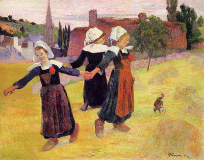 Breton girls dancing in home office