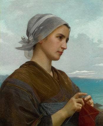 Breton Knitter by William-Adolphe Bouguereau — Oil Painting Reproduction