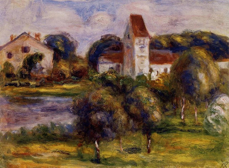Breton Landscape Church and Orchard by Pierre-Auguste Renoir — Oil Painting Reproduction