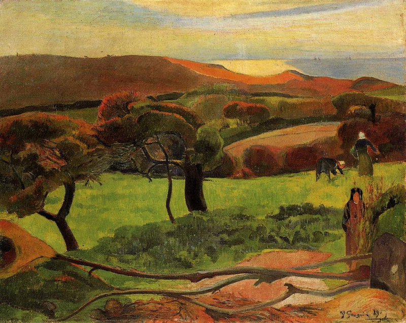 Breton Landscape - Fields by the Sea (Le Pouldu) by Paul Gauguin — Oil Painting Reproduction