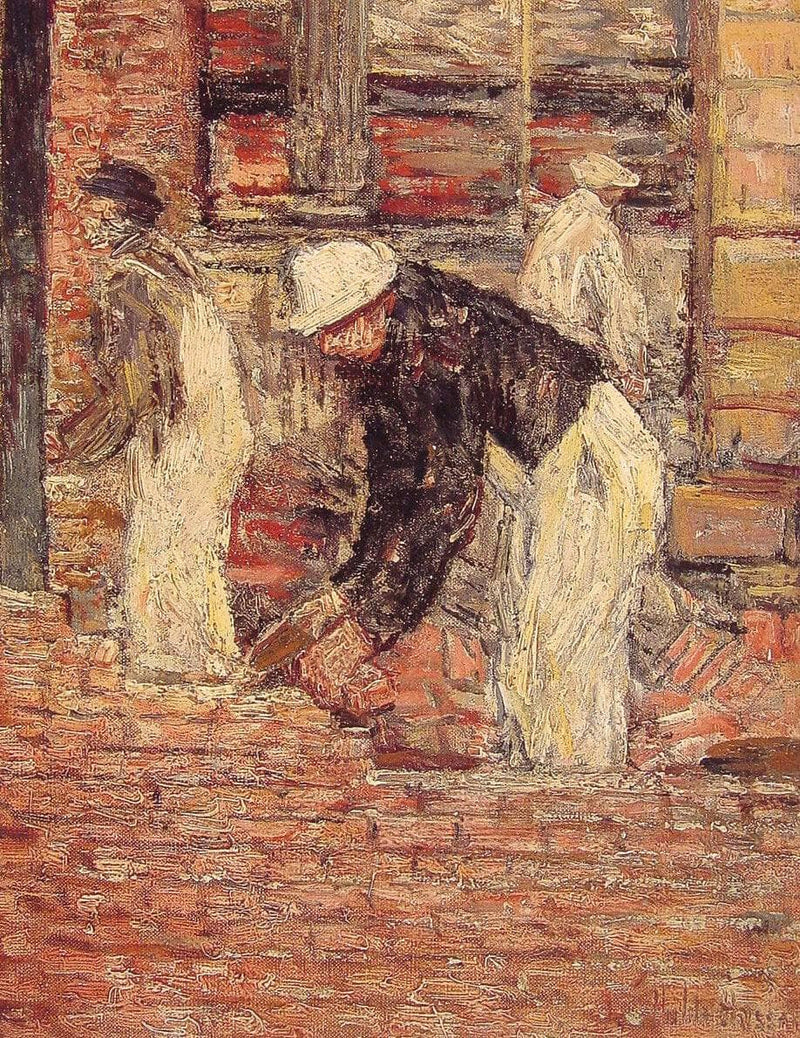 Bricklayers by Childe Hassam — Oil Painting Reproduction