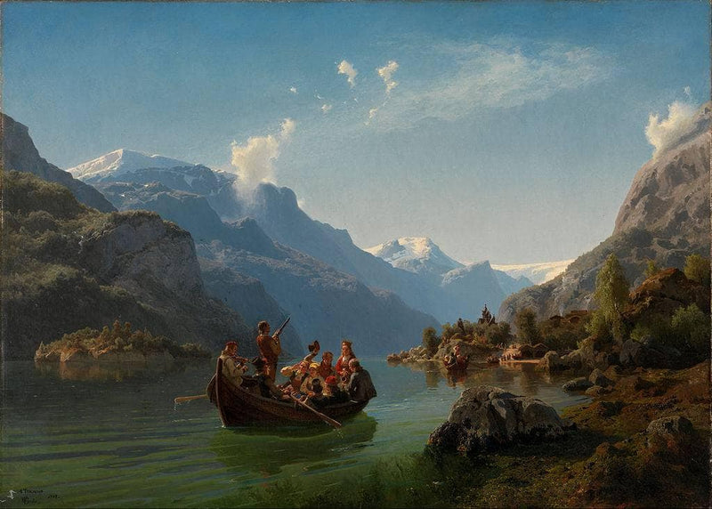 Bridal Procession on the Hardangerfjord by Hans Gude — Oil Painting Reproduction