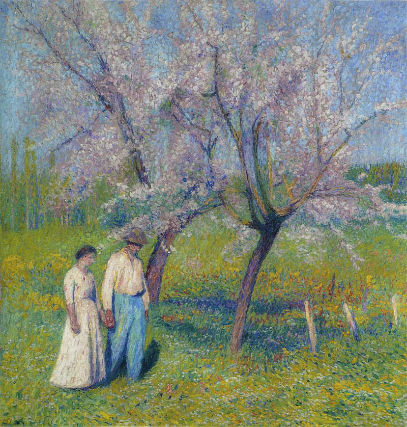 Brides walk under the apple trees by Henri Martin — Oil Painting Reproduction