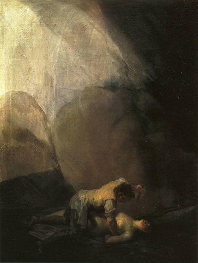 Brigand Murdering a Woman in modern living room