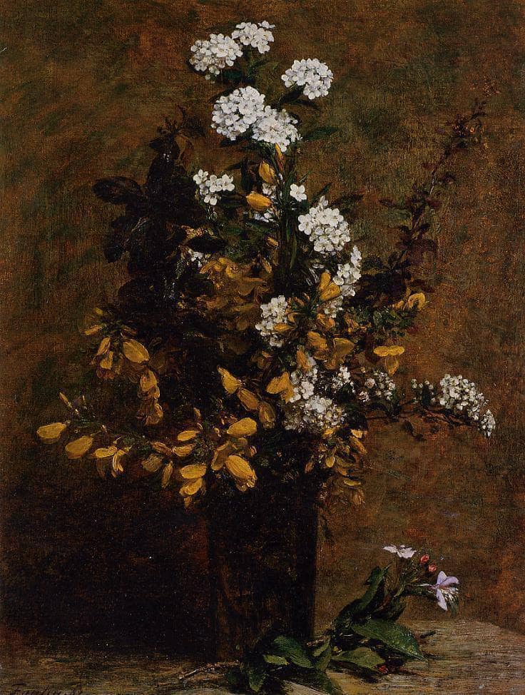 Broom and Other Spring Flowers in a Vase by Henri Fantin-Latour — Oil Painting Reproduction