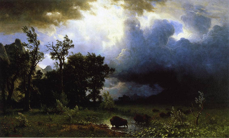 Buffalo Trail the Impending Storm by Albert Bierstadt — Oil Painting Reproduction