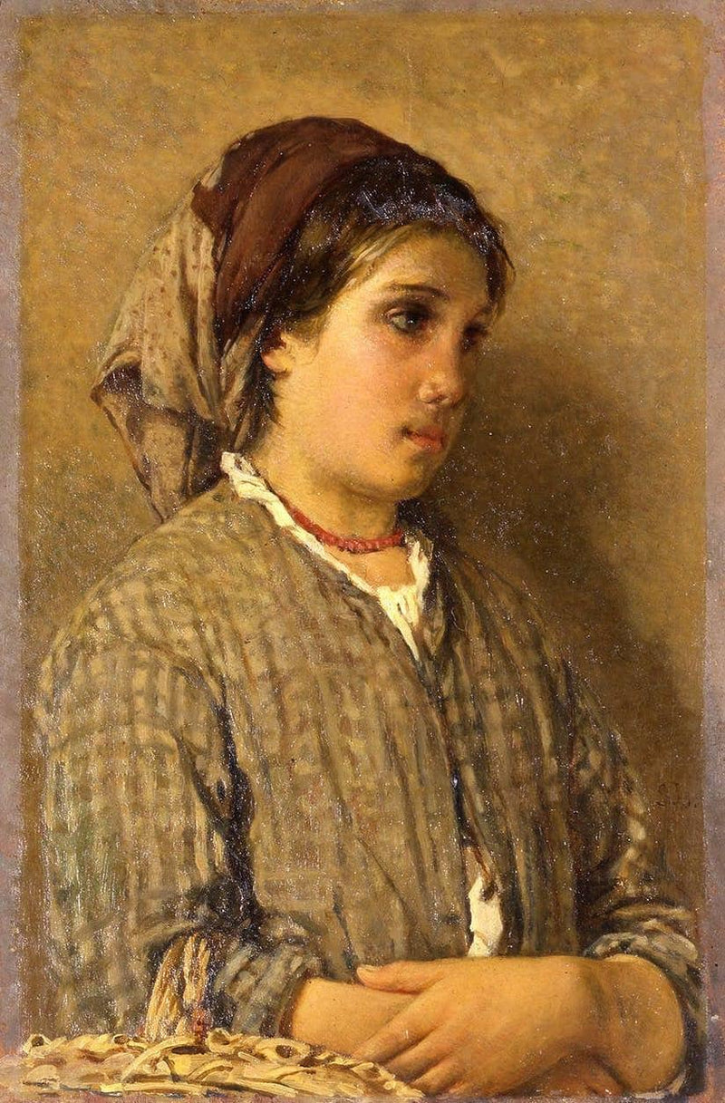 Bust of a peasant woman by Silvestro Lega — Oil Painting Reproduction