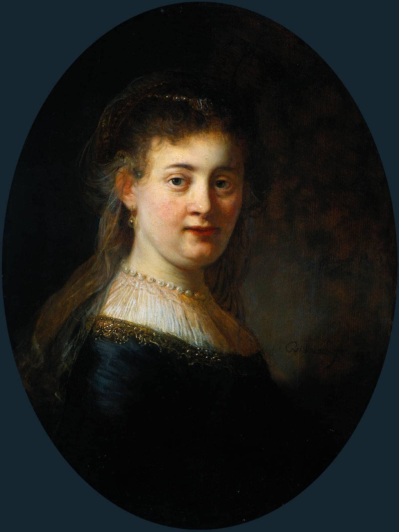 Bust of Young Woman (probably Saskia van Uylenburgh) by Rembrandt — Oil Painting Reproduction