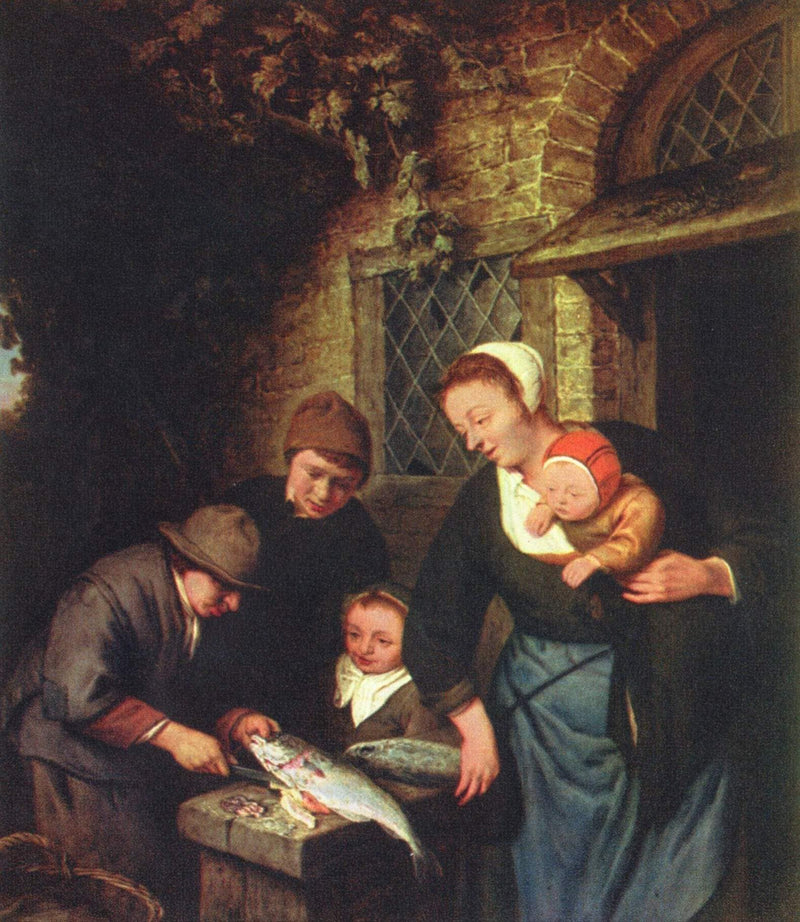 Buying Fish by Adriaen van Ostade — Oil Painting Reproduction