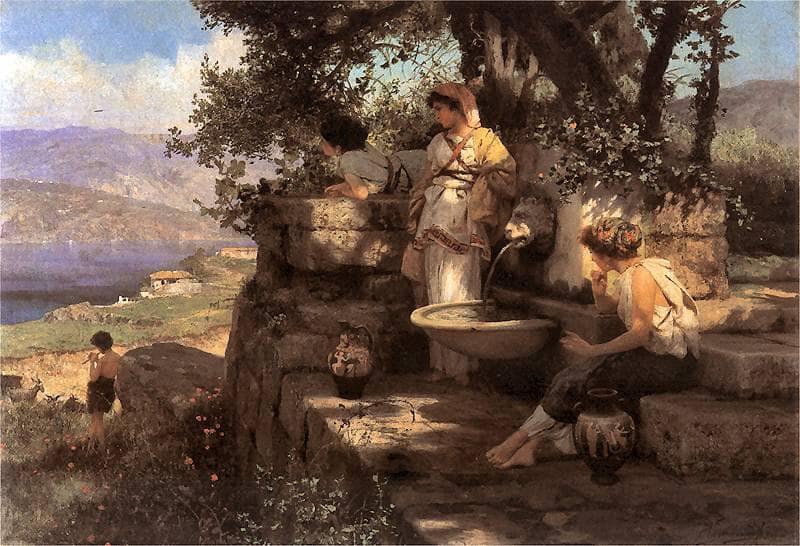 By a Spring by Henryk Siemiradzki — Oil Painting Reproduction