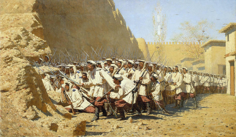 By the Fortress Wall. "Let Them Enter" by Vasily Vereshchagin — Oil Painting Reproduction