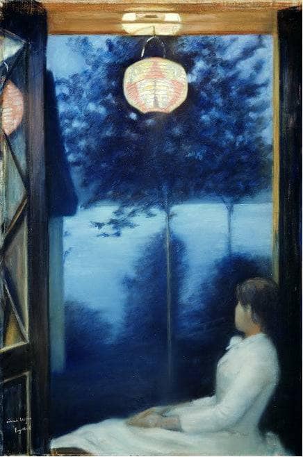 By the Oslofjord (Japanese Lantern) by Oda Krohg — Oil Painting Reproduction