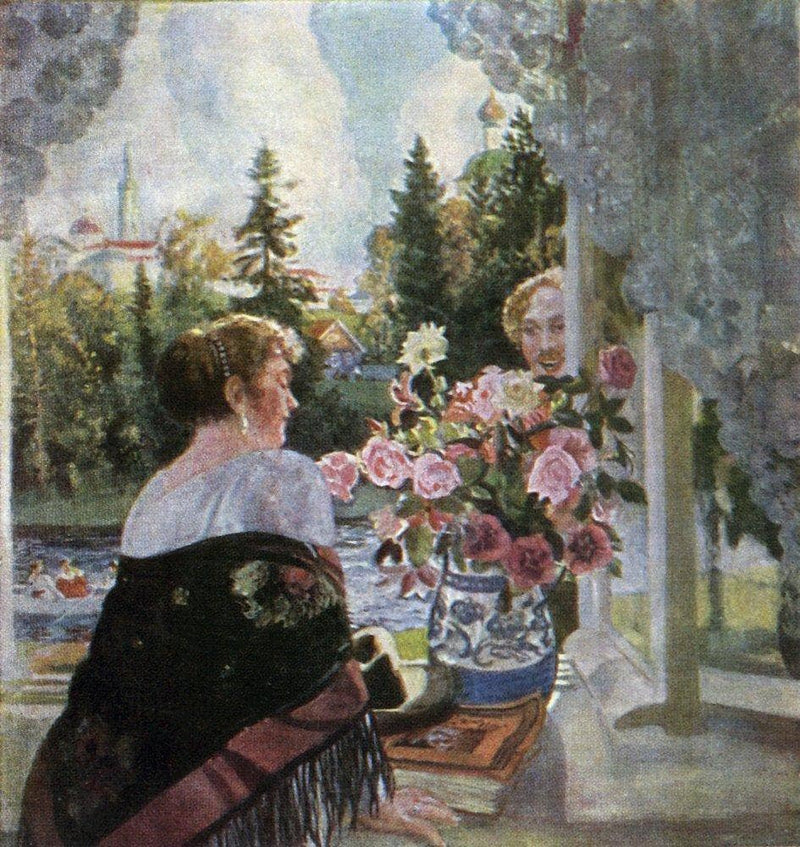 By Window by Boris Kustodiev — Oil Painting Reproduction