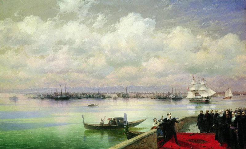 Byron visits the Mkhitarists on the island of St. Lazarus in Venice by Ivan Aivazovsky — Oil Painting Reproduction