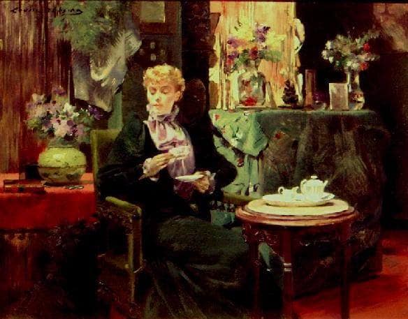 Thé de lâaprès-midi by Louise Abbéma — Oil Painting Reproduction
