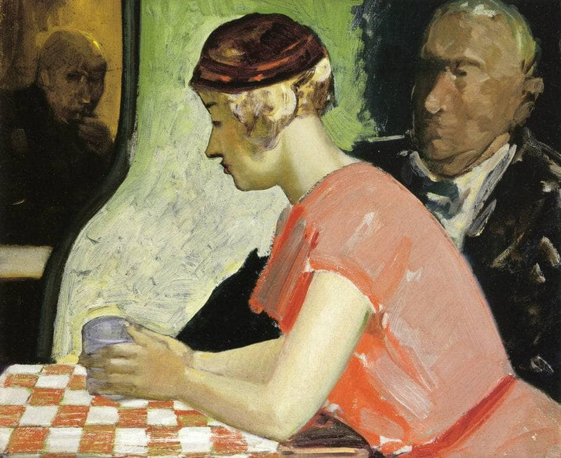 Cafe Scene (A Study of a Young Woman) by George Luks — Oil Painting Reproduction