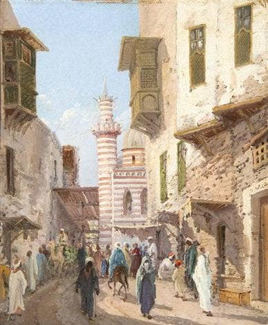 Cairo scene by Gustavo Simoni — Oil Painting Reproduction