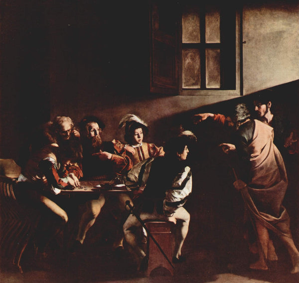 The Calling of Saint Matthew, by Caravaggio, 1609, oil on canvas.