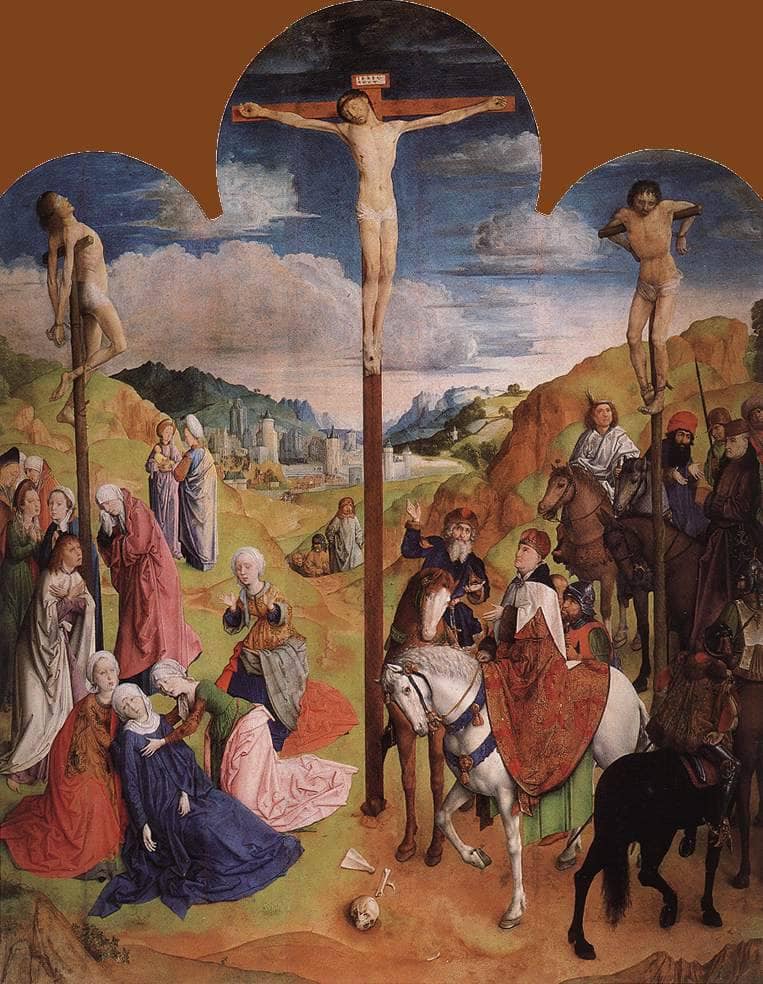 Calvary Triptych (Central panel) by Hugo van der Goes — Oil Painting Reproduction