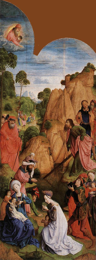 Calvary Triptych (left panel) in dining room