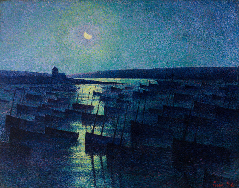Camaret, Moonlight and Fishing Boats by Maximilien Luce — Oil Painting Reproduction