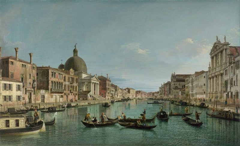 The Grand Canal in Venice with San Simeone Piccolo and the Scalzi church by Canaletto — Oil Painting Reproduction