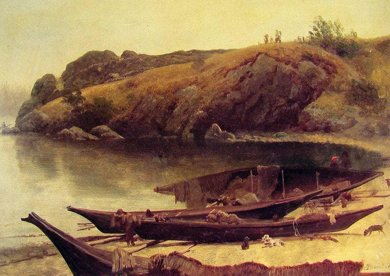 Canoes by Albert Bierstadt — Oil Painting Reproduction