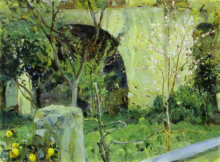 Capri. Almond trees in blossom. by Mikhail Nesterov — Oil Painting Reproduction