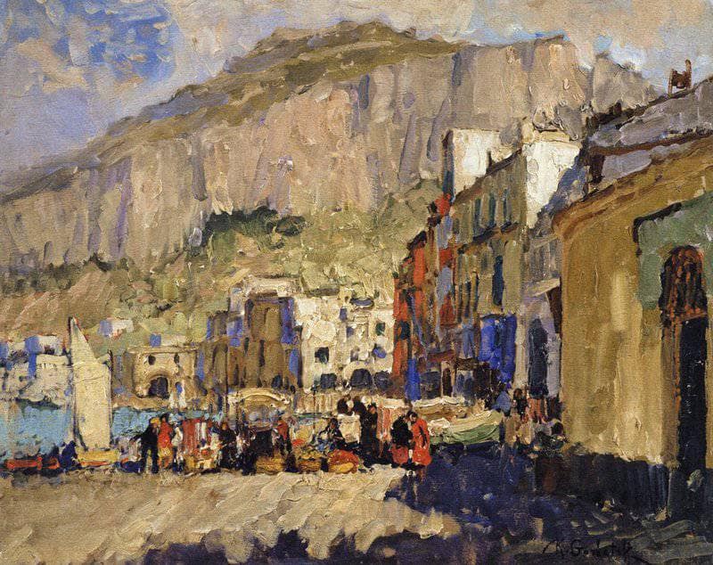 Capri. The Harbor by Konstantin Gorbatov — Oil Painting Reproduction