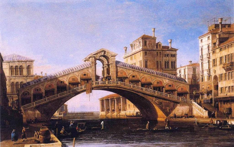 Capriccio of the Rialto Bridge with the Lagoon Beyond by Canaletto — Oil Painting Reproduction