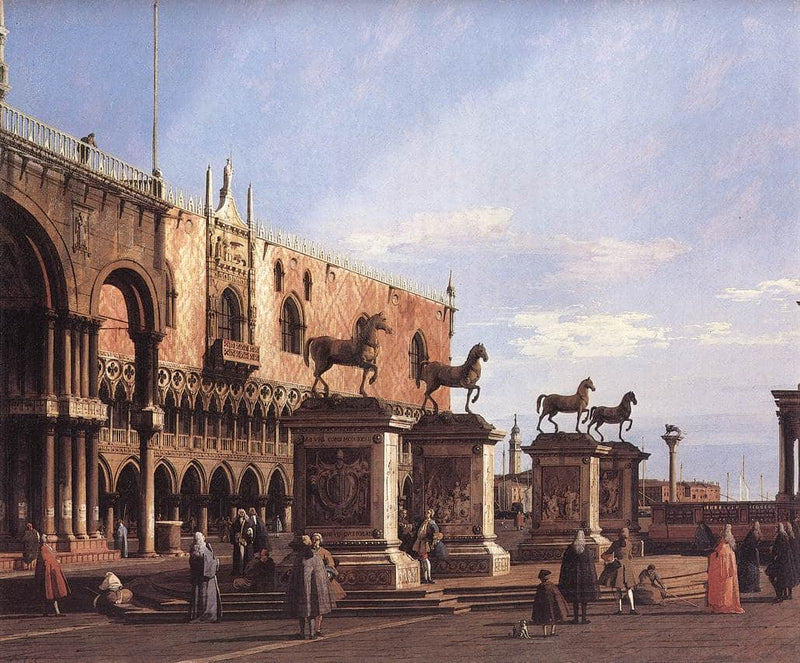 Capriccio: The Horses of San Marco in the Piazzetta by Canaletto — Oil Painting Reproduction