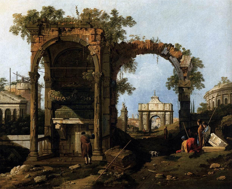 Capriccio with Classical Ruins and Buildings by Canaletto — Oil Painting Reproduction