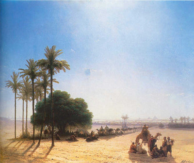 Caravan in the oasis. Egypt in living room