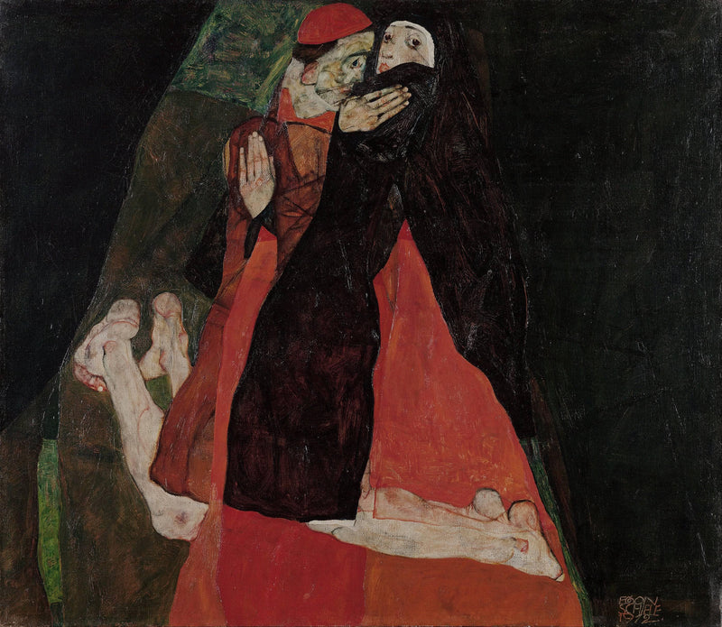 Cardinal and Nun (Caress) by Egon Schiele, Oil Painting Reproduction