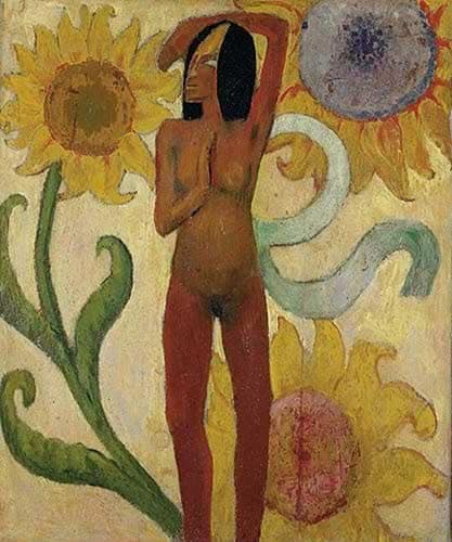 Caribbean Woman, or Female Nude with Sunflowers by Paul Gauguin — Oil Painting Reproduction