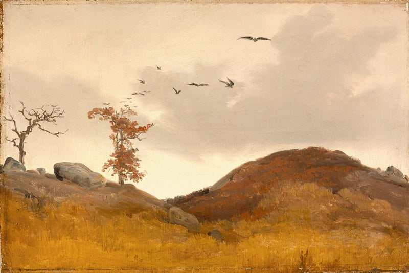 Landscape with Crows by Karl Lessing — Oil Painting Reproduction