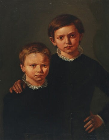 Double child's portrait of Wlliam and Alfred Bloch by Carl Bloch — Oil Painting Reproduction