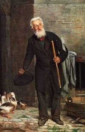 A flute player by Carl Bloch — Oil Painting Reproduction