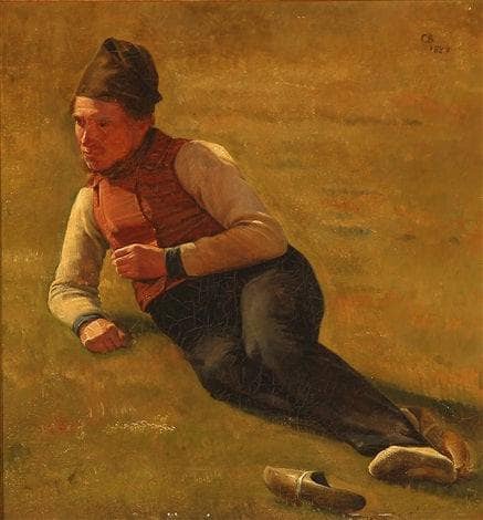 Resting farmer on a field by Carl Bloch — Oil Painting Reproduction