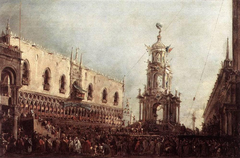 Carnival Thursday on the Piazzetta by Francesco Guardi — Oil Painting Reproduction