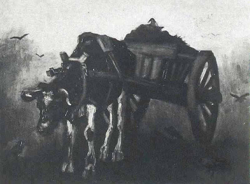 Cart with Black Ox by Vincent van Gogh — Oil Painting Reproduction