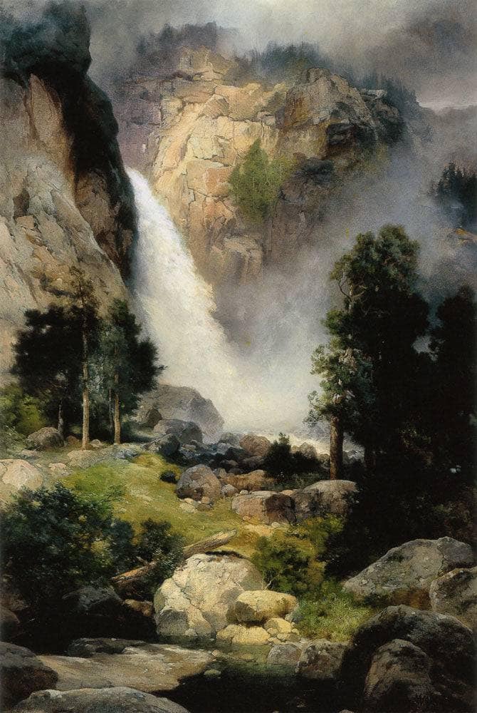 Cascade Falls, Yosemite by Thomas Moran — Oil Painting Reproduction